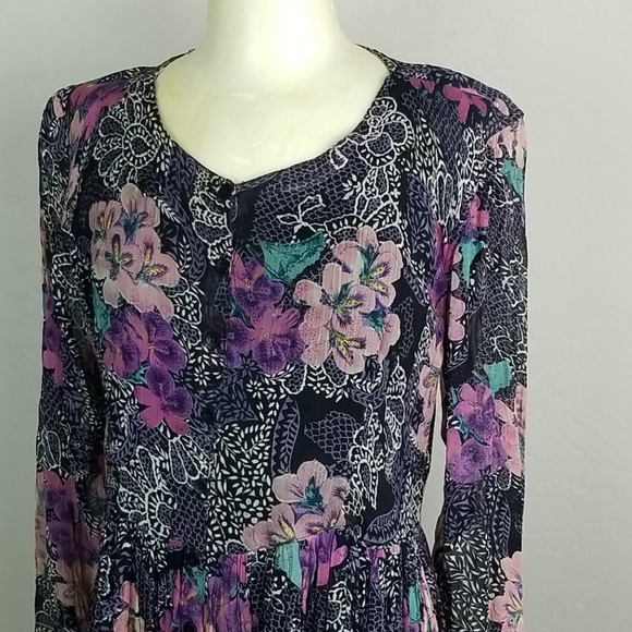 Nostalgia Floral Maxi Dress - Black and Purple - Picture 2 of 6
